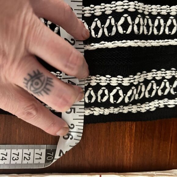 NIC+ZOE Women's Celestial Sweater black and white cotton 3/4 sleeve lightweight - Picture 11 of 12